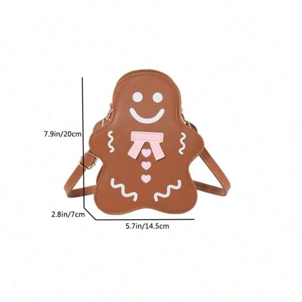 Gingerbread Man Brown Leather Crossbody Bag